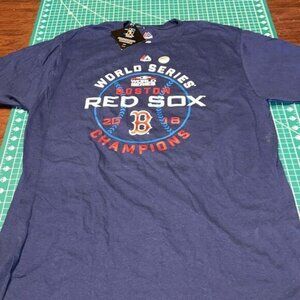 Boston Red Sox 2018 World Series Champions T-Shirt Mens L Majestic Navy Cotton